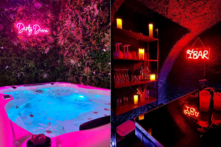 Jacuzzi et Bar Love Room Suite Dirty Diana chambre avec jacuzzi en Provence